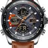 Naviforce Relojes Digitales Militares de para Hombres Reloj de Pulsera de Cuero Multifuncional de Cuarzo