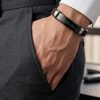 Pulsera Piel Personalizable Hombre-Grabado Personalizado Nombre Fecha-Ajustable Cierre Seguro
