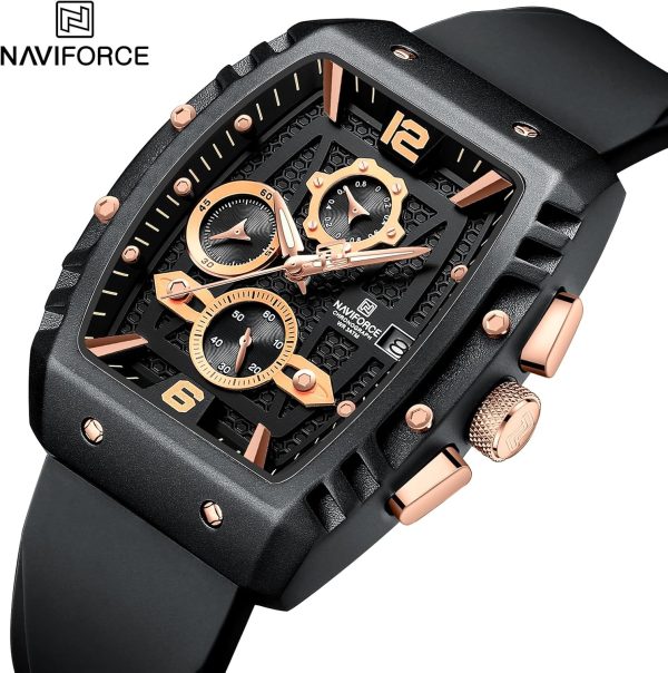 Naviforce Reloj Reloj de Pulsera Moda Hollow Big Dial Luminoso Impermeable Deporte Analógico Cuarzo Negocios