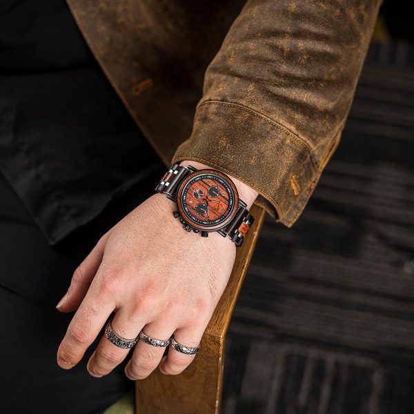 Reloj Madera Personalizado Hombre Cronógrafo - Grabado Personalizable