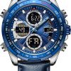 Naviforce Relojes Digitales Militares de para Hombres Reloj de Pulsera de Cuero Multifuncional de Cuarzo