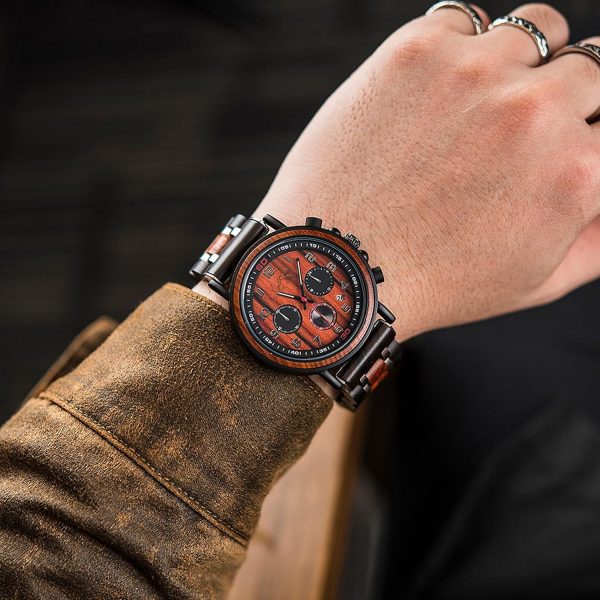 Reloj Madera Personalizado Hombre Cronógrafo - Grabado Personalizable
