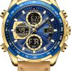Naviforce Relojes Digitales Militares de para Hombres Reloj de Pulsera de Cuero Multifuncional de Cuarzo