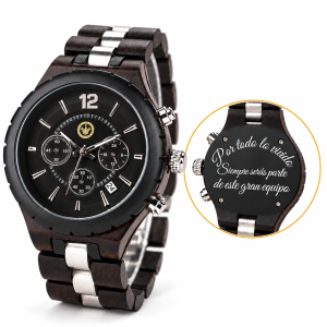 Reloj de Madera Grabado Personalizado Hombre – Regalo Padrino, Novio o Padre