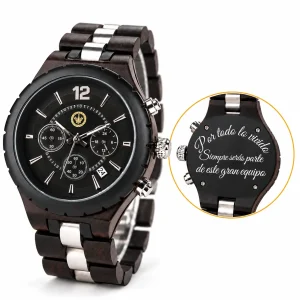 Reloj de Madera Grabado Personalizado Hombre – Regalo Padrino, Novio o Padre