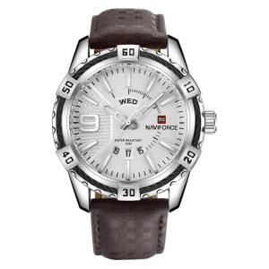 Reloj Naviforce Hombre Dorado Deportivo de Cuero – Cuarzo, Fecha, Resistente al Agua