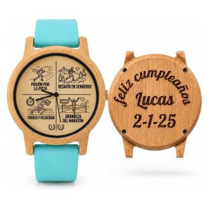 Reloj Deportivo Madera Bambú Personalizado - Grabado Láser