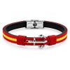 Pulsera Bandera de España Cuero Negro y Acero