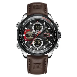 Reloj Naviforce Hombre Digital Militar Correa de Cuero – Multifunción Cuarzo