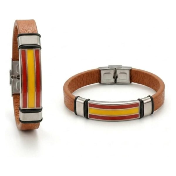 Pulsera Cuero Bandera España Hombre Mujer - Pulseras Selección Española Fútbol Aficionados