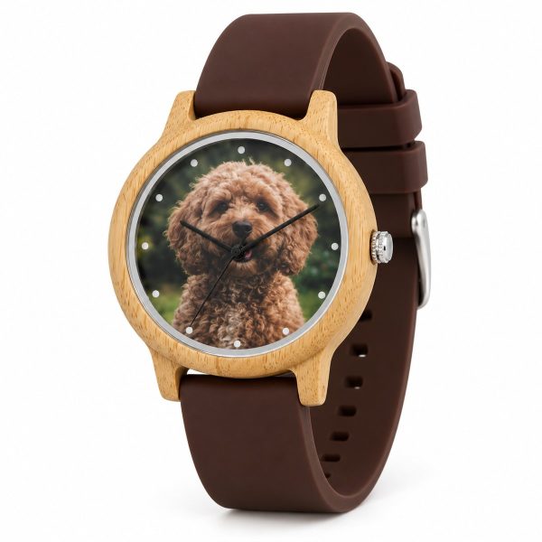 reloj perro caniche correa marron