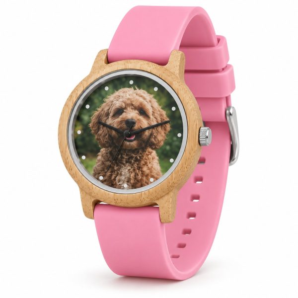 reloj perro caniche correa rosa