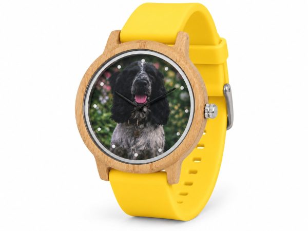 reloj perro cocker correa amarillo