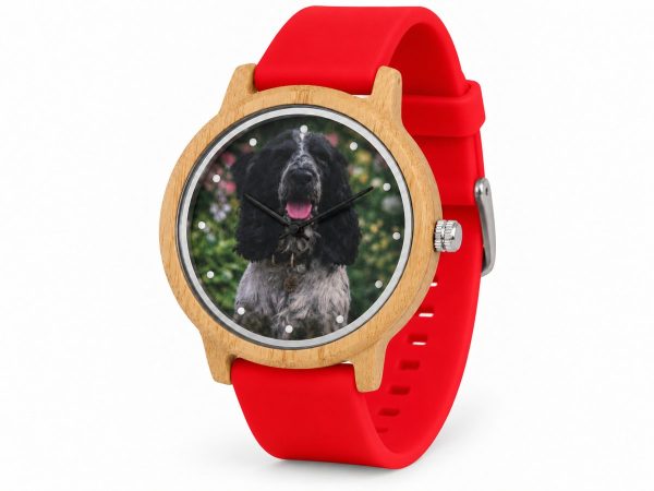 reloj perro cocker correa rojo