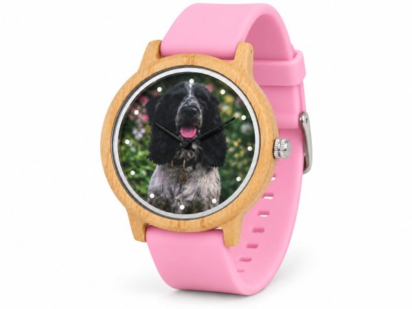reloj perro cocker correa rosa